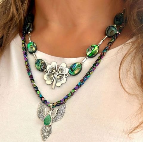 925 Ayar Gümüş Anka Kuşu Hematit Kolye