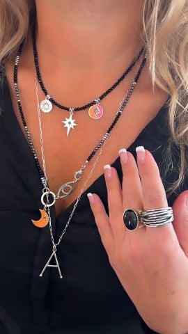Doğaltaş Gümüş Özel Tasarım Sembollü Onix Taşlı Set
