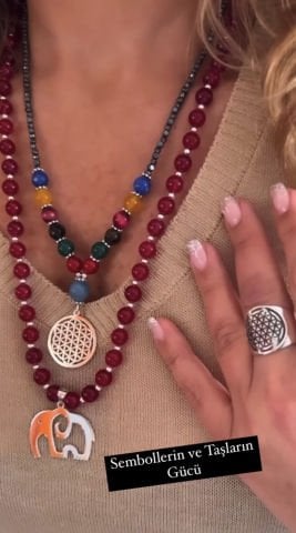 925 Ayar Gümüş Fil  Lal Taşlı Kolye