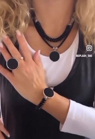 Doğaltaş Gümüm Onix Taşlı Set