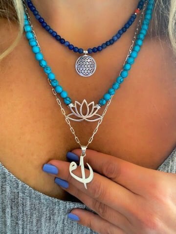 925 Ayar Gümüş Yaşam Çiçeği Lapislazuli Kolye (Birinci Kolye)