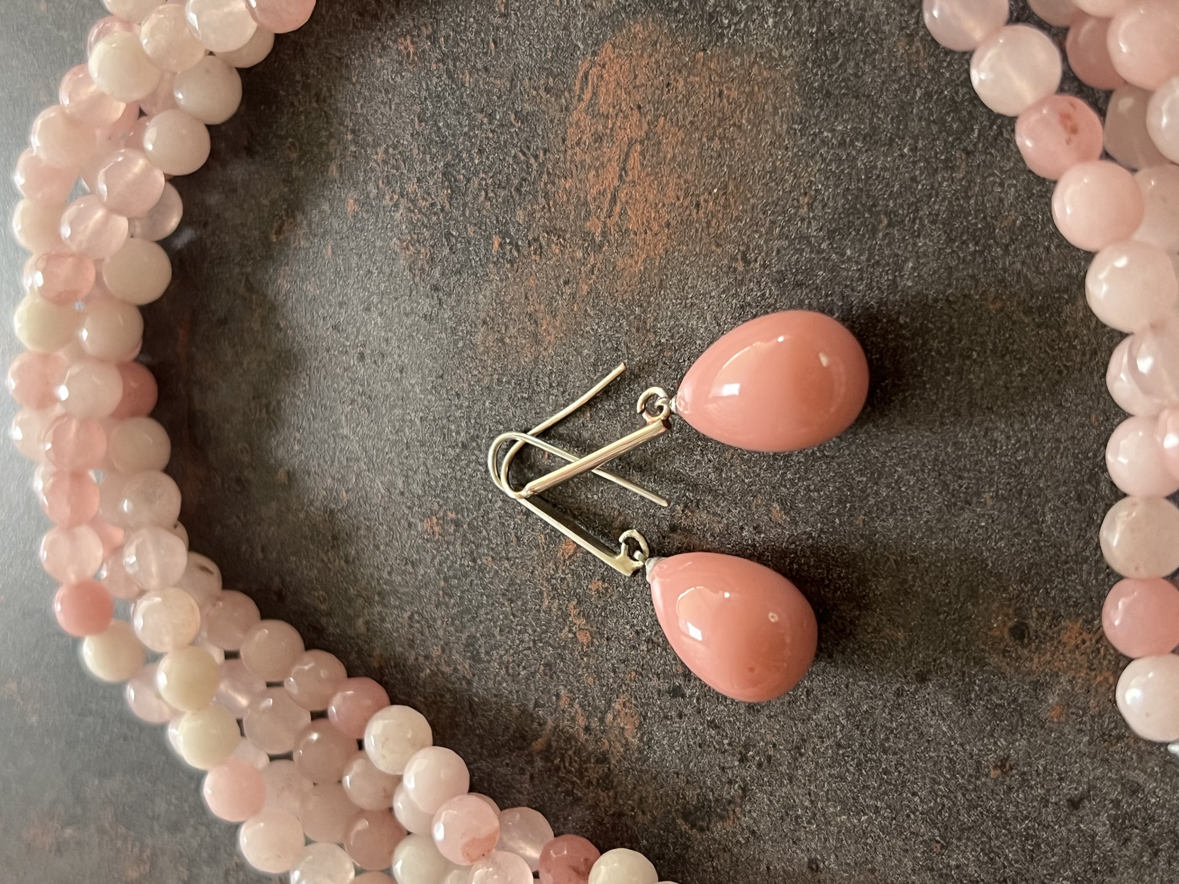 925 Ayar Gümüş Pembe Mercan Küpe