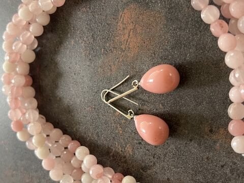 925 Ayar Gümüş Pembe Mercan Küpe