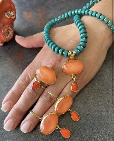 925 Ayar Gümüş Yıldız Taşlı Turkuaz Set