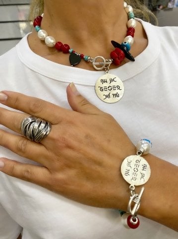 925 Ayar Gümüş Özel Tasarım Buda Geçer Yahu İnci Mercan Onix Nazar Bileklik