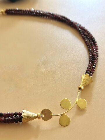 925 Ayar Gümüş Gold Kaplama Yakut Kolye