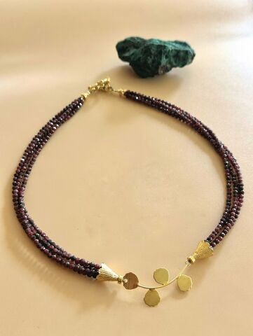 925 Ayar Gümüş Gold Kaplama Yakut Kolye