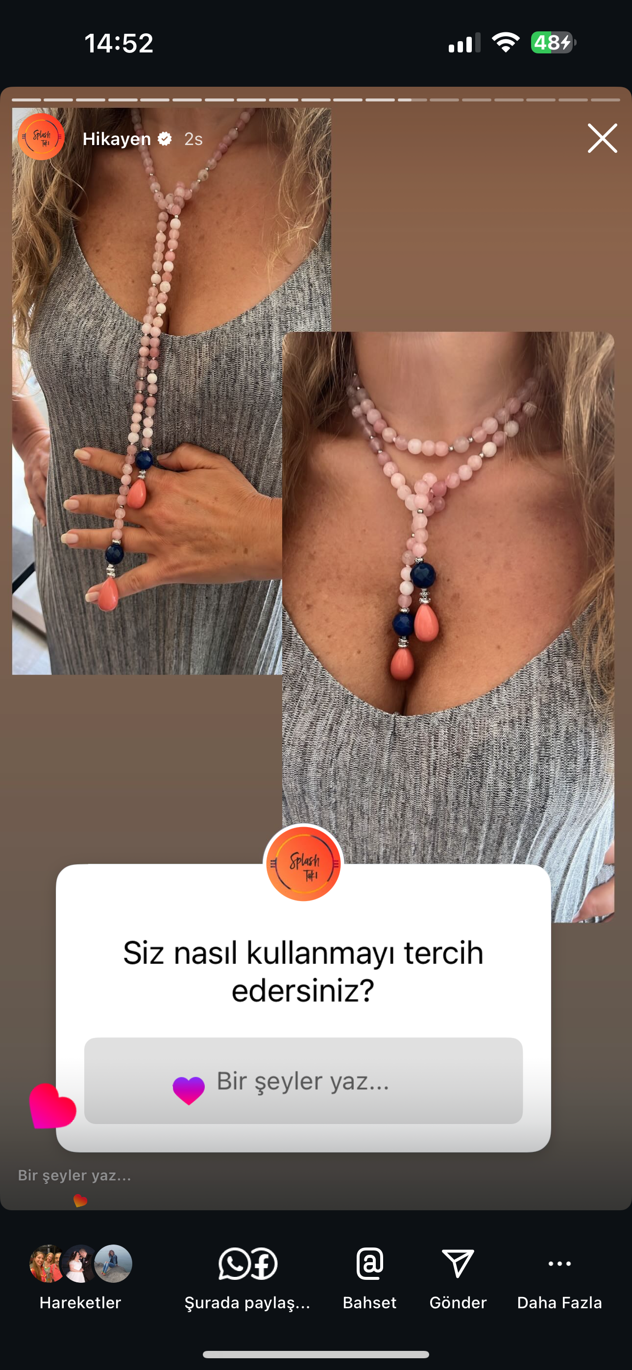 özel link kolye yüzük (yüzük pembe kuvars)