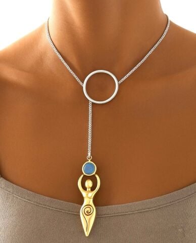 925 Ayar Gümüş Spiral Tanrıça Zincir Tasarım Kolye