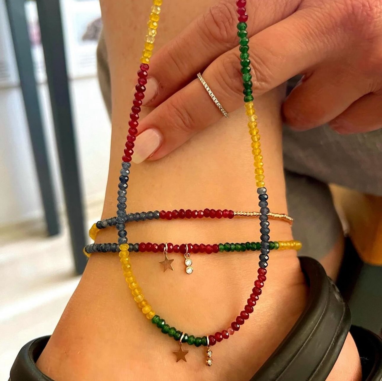 Doğaltaş Gümüş Gerçek Taş Kolye Halhal Kombin Set