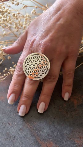 925 Ayar Gümüş Özel Tasarım El İşi Yaşam Çiçeği Yüzük