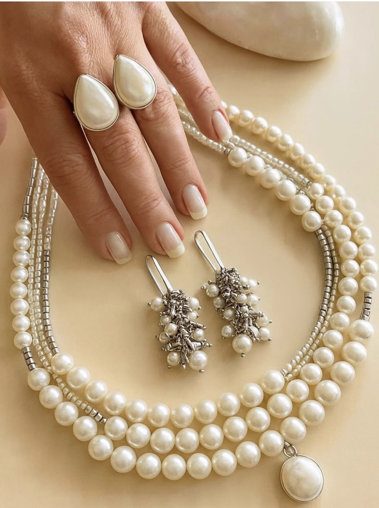925 Ayar Gümüş İnci Set