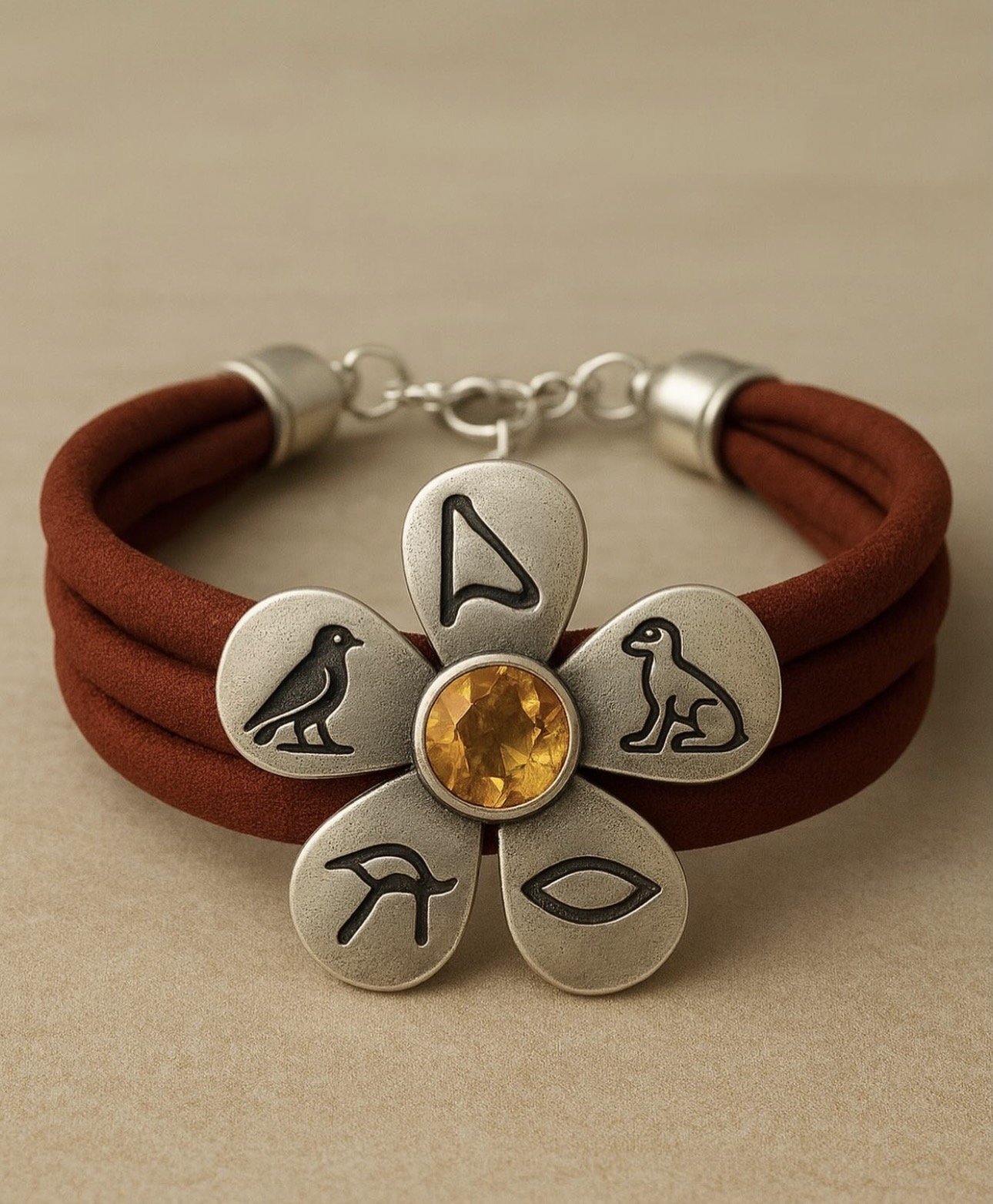 925 Ayar Gümüş Hiyeroglik Özel Bileklik