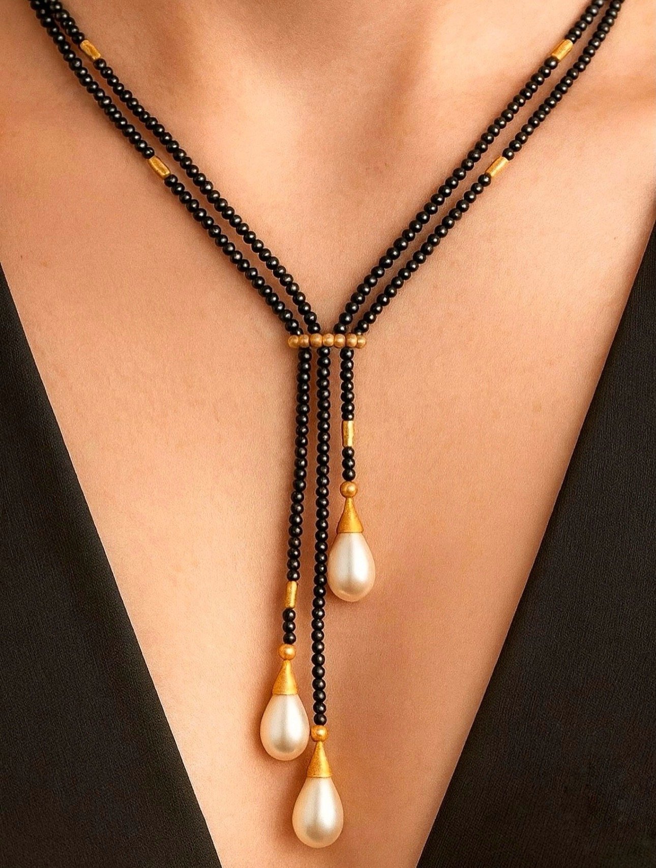 Gri Hematit İnci Kolye