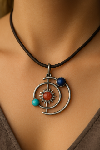 925 Ayar Gümüş Spiral Deri Kolye