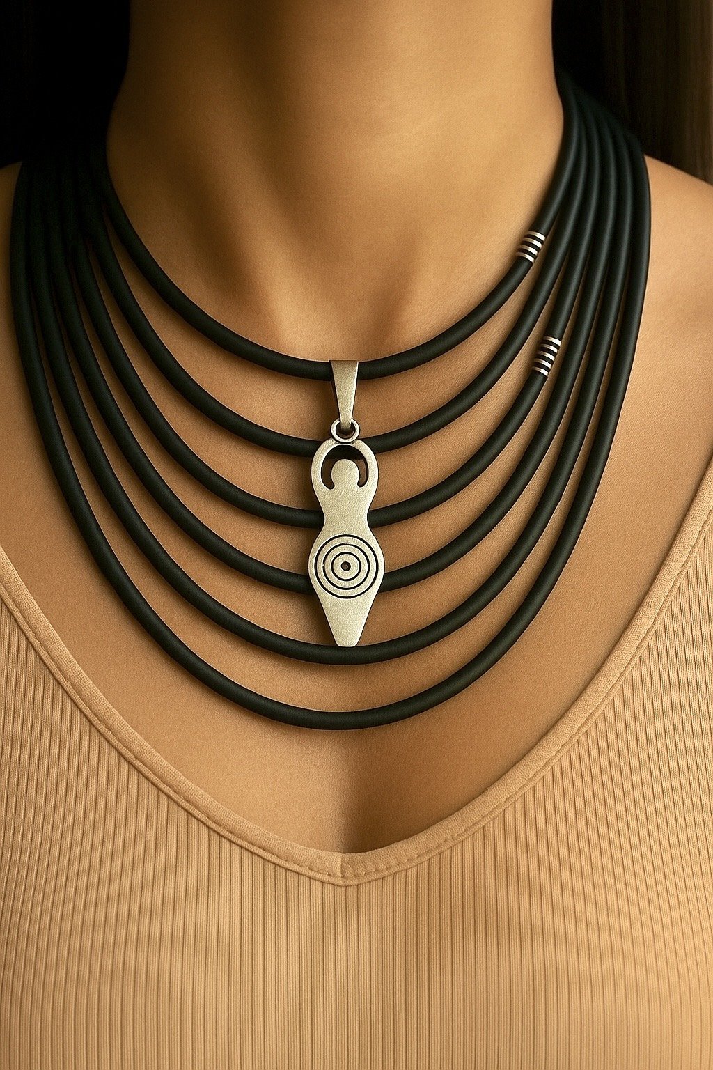 925 Ayar Gümüş Spiral Deri Kolye