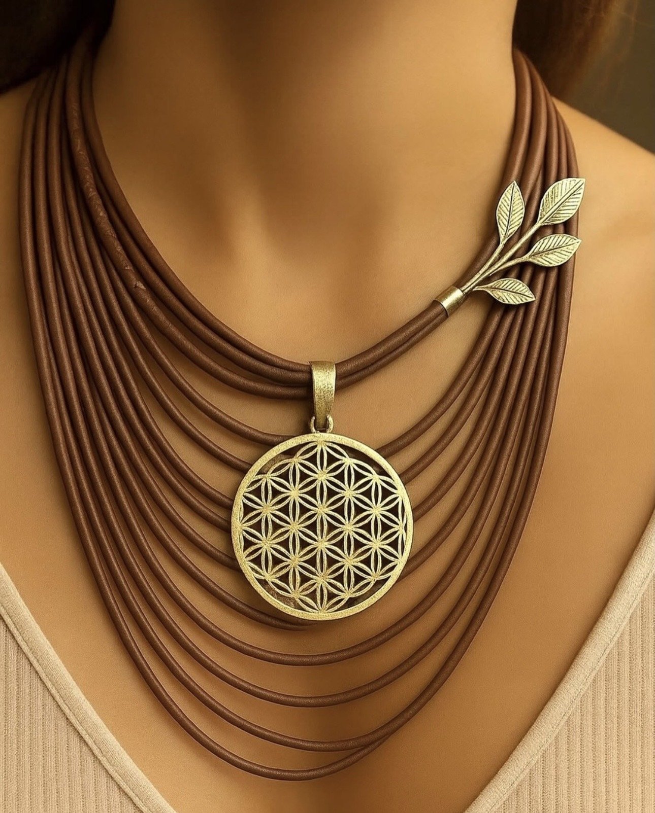 925 Ayar Gümüş Yaşam Çiçeği Zeytin Dalı Kolye