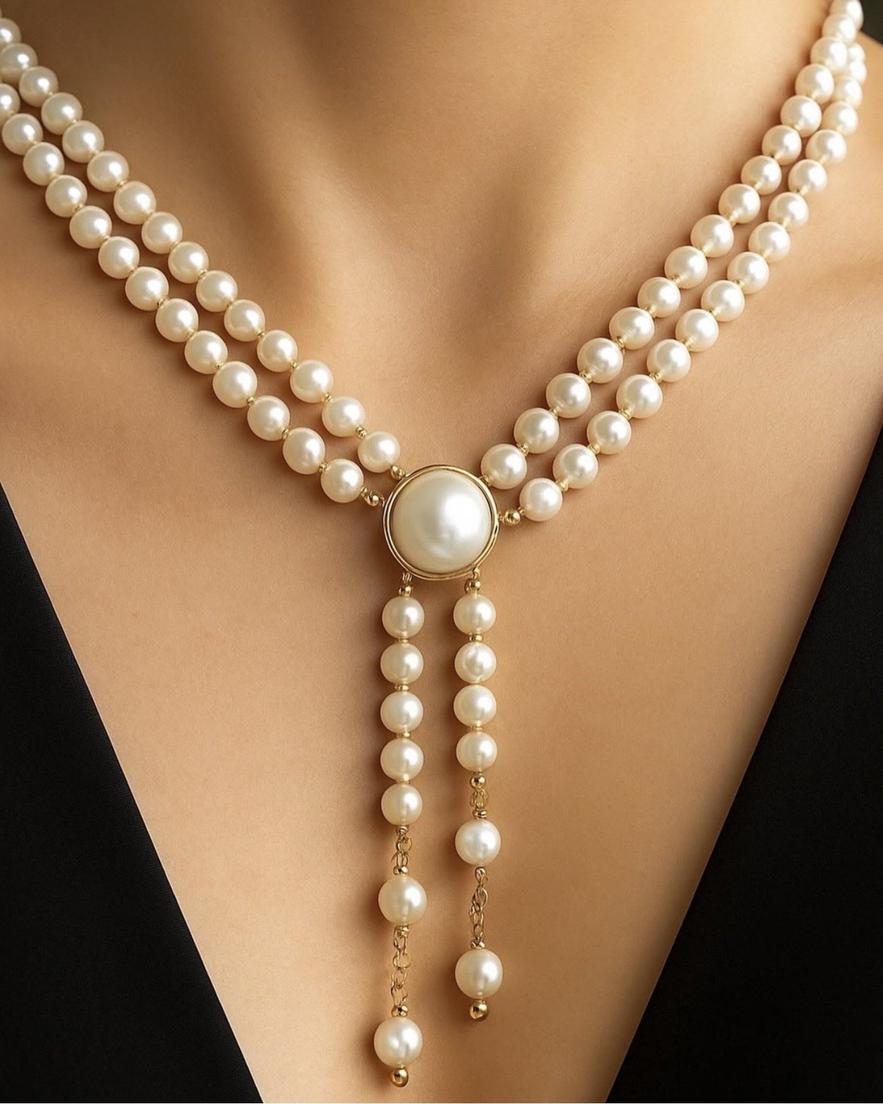 925 Ayar Gümüş Gold İnci Kolye