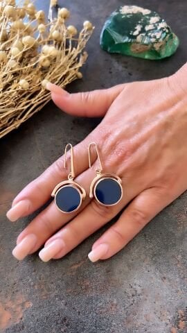 925 Ayar Gümüş Rose Mavi Kuvars Küpe