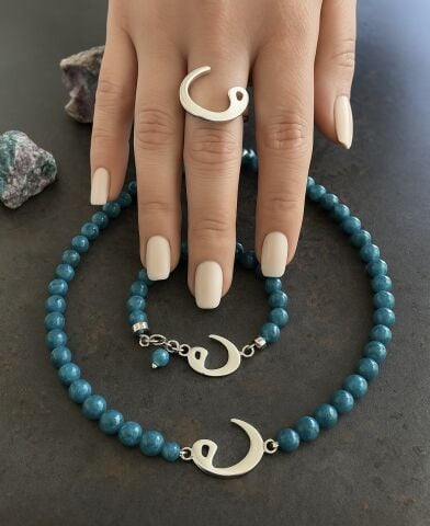 925 Ayar Gümüş Vav Apatit Set