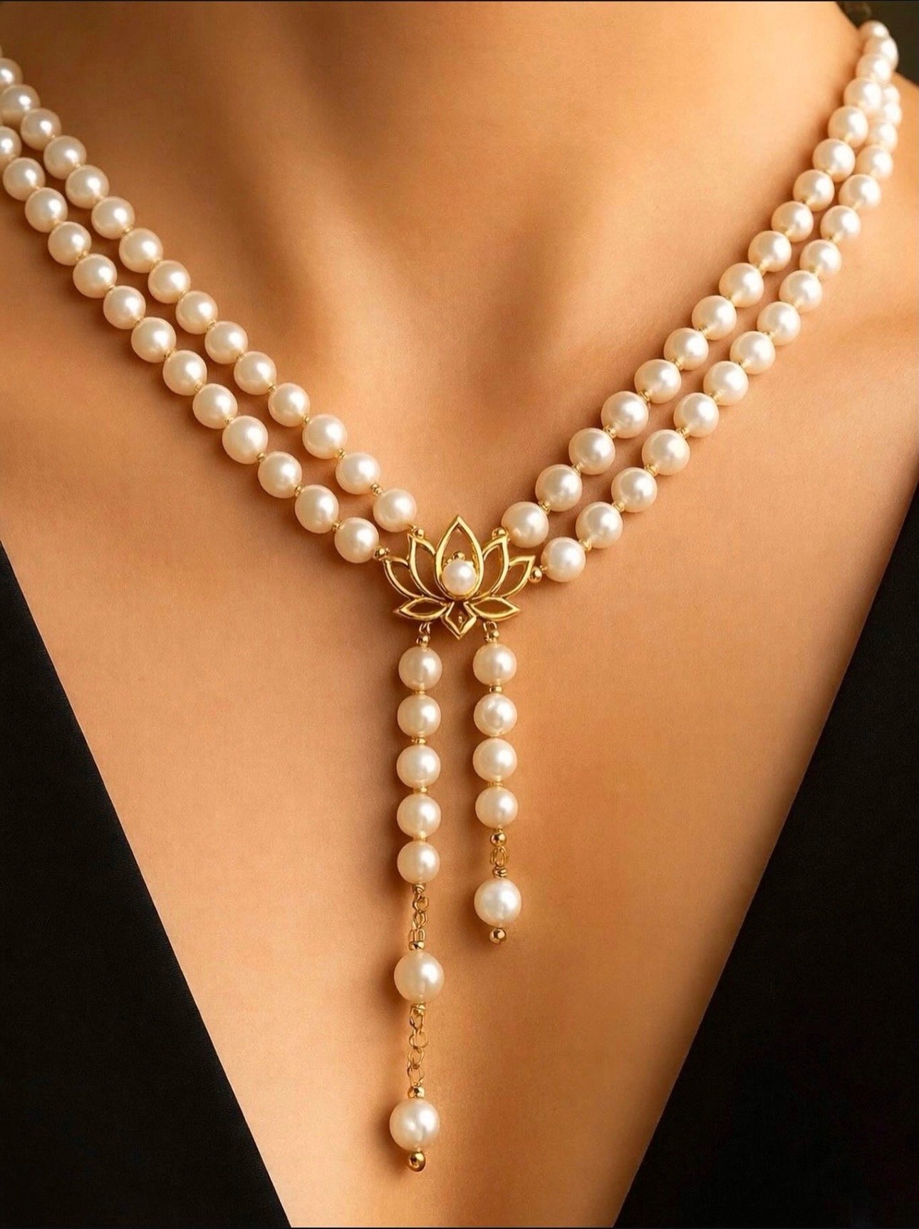 925 Ayar Gümüş Lotus Çiçeği İnci Kolye