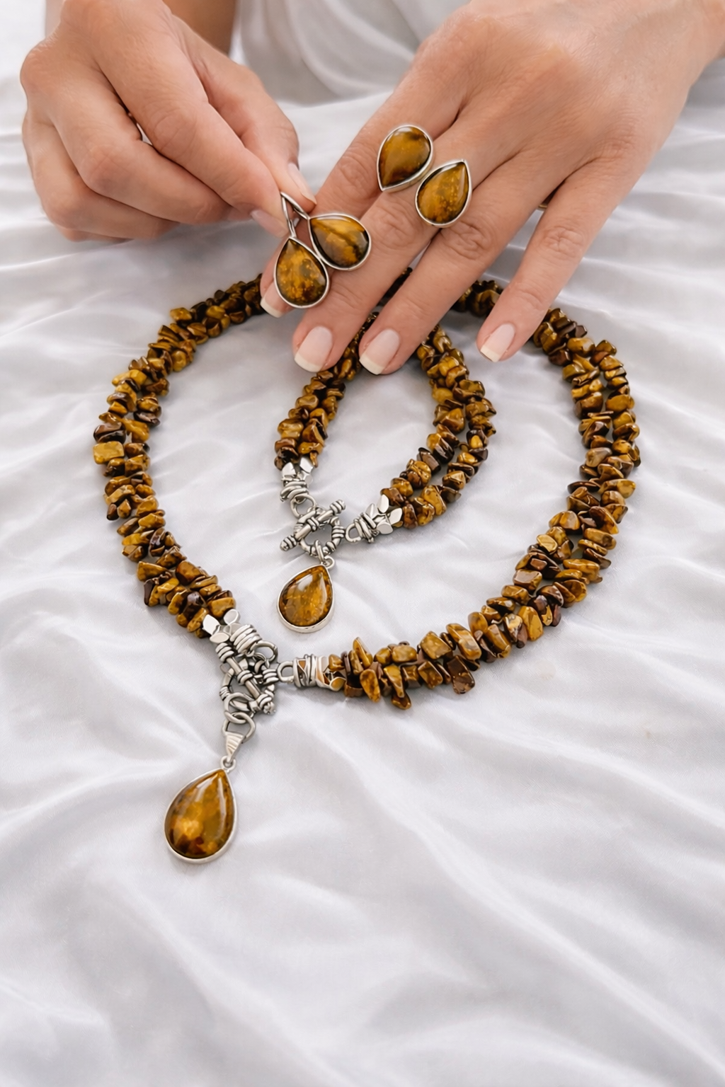 925 Ayar Gümüş Kaplangözü Takı Set