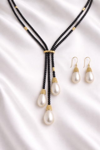 Onix İnci Kolyemiz ve Küpe Set