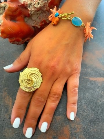 925 Ayar Gümüş Gold Kaplama Özel Tasarım Yüzük