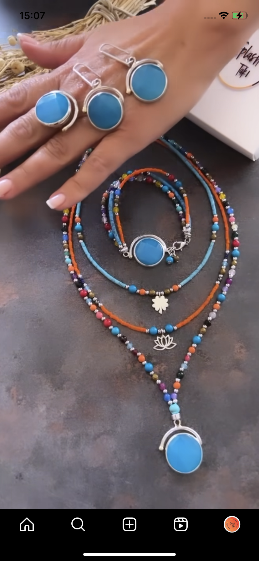 Doğaltaş Gümüş Yonca Lotus Mavi Kuvars Gerçek Taş Set