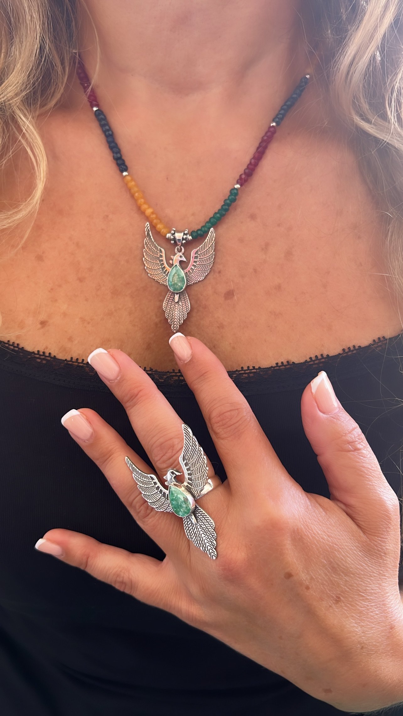 925 Ayar Gümüş Özel Tasarım Anka Kuşu Kolye