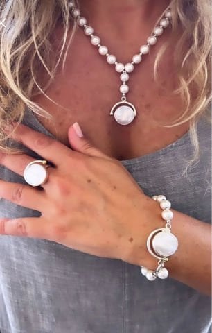 Doğaltaş Gümüş İnci Set