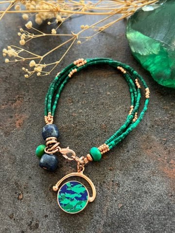 925 Ayar Gümüş Malakit Bileklik