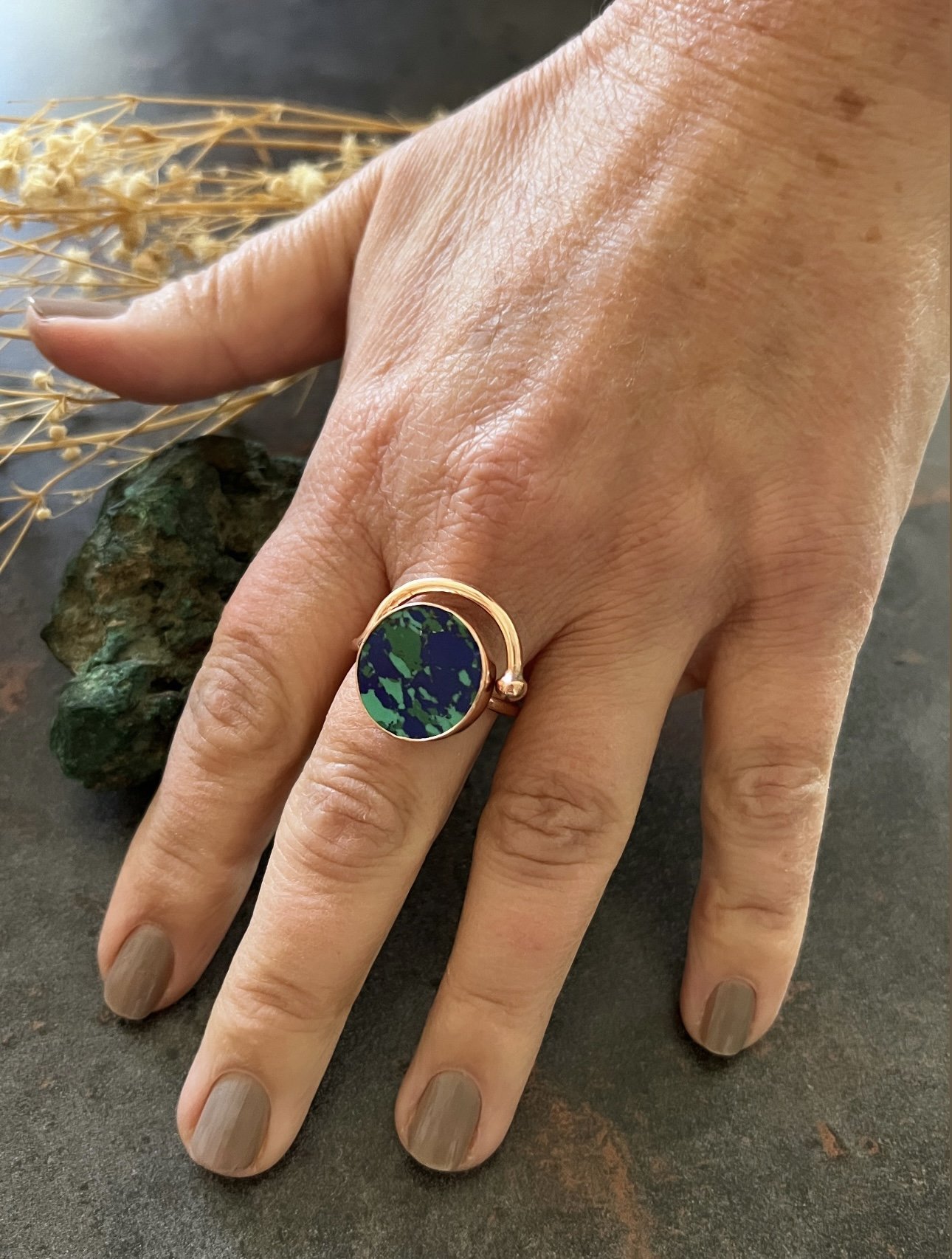 925 Ayar Gümüş Malakit Yüzük